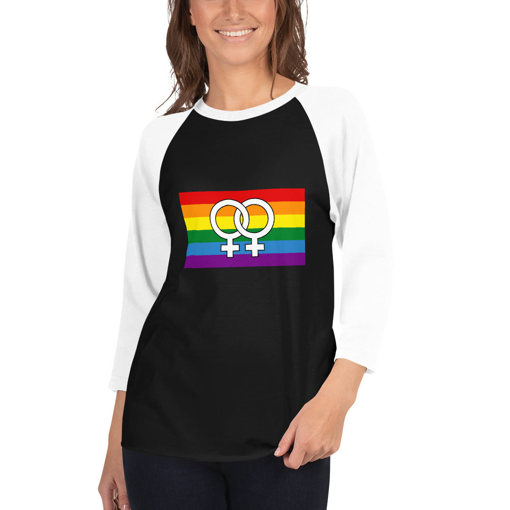 Double Female Symbol 3/4 sleeve raglan shirt