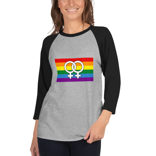 Double Female Symbol 3/4 sleeve raglan shirt